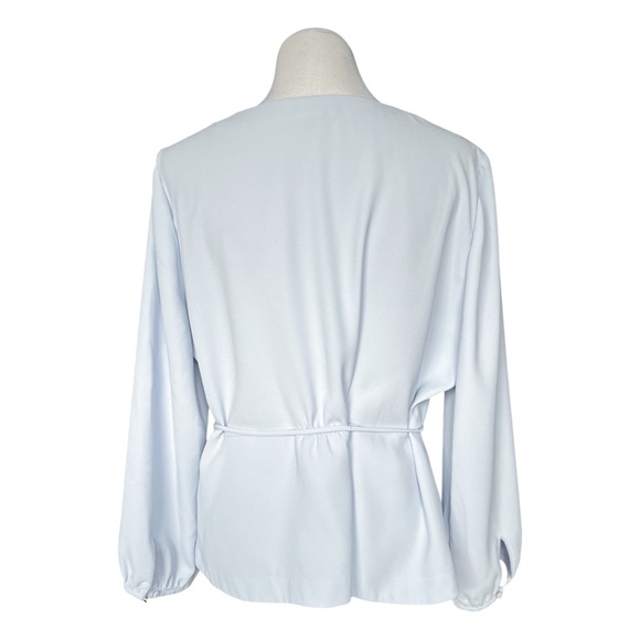 J. Crew Drapey crepe faux-wrap top Women’s 18 Light Blue - Picture 3 of 7